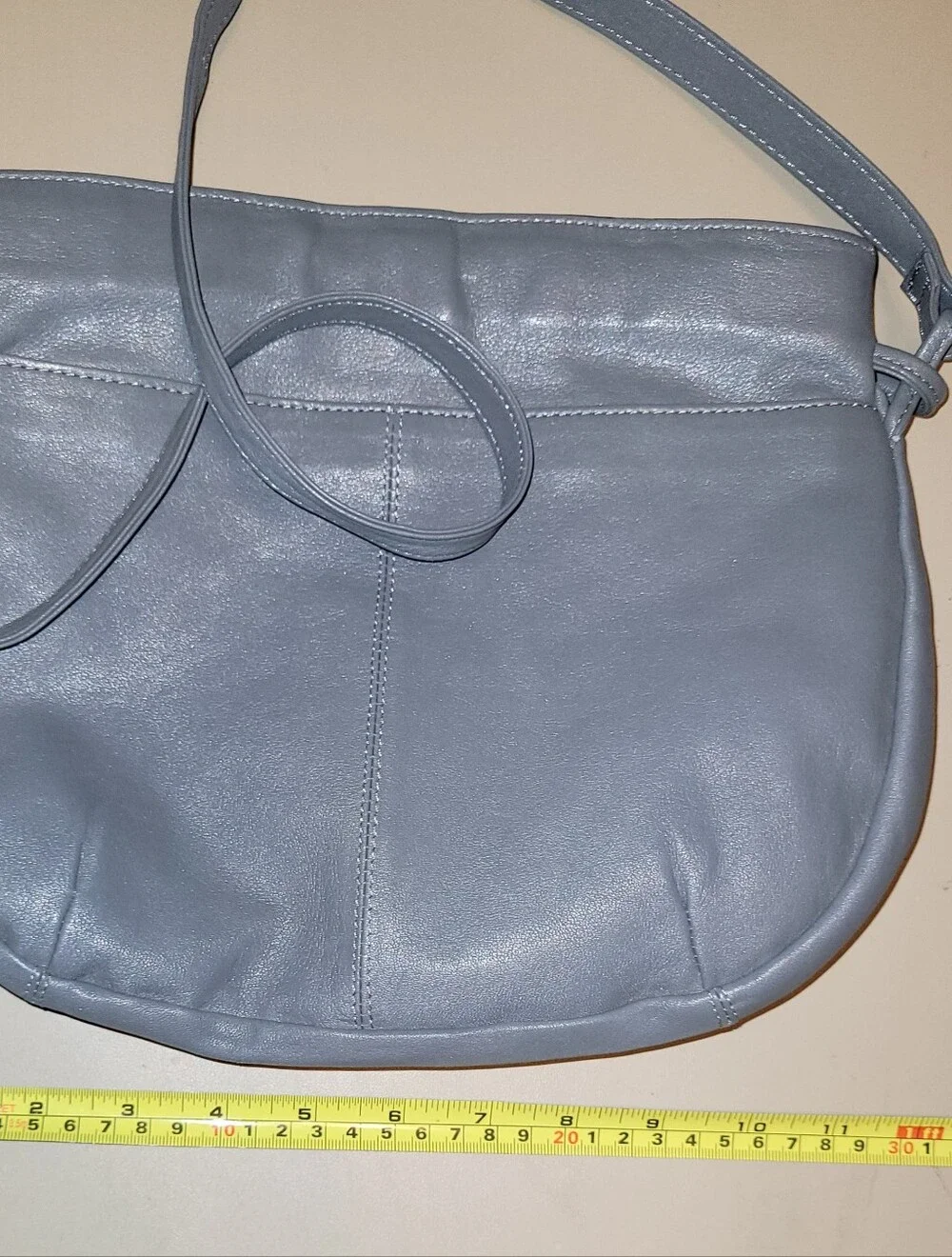 Bermans Leather - Soft Blue/gray Leather Crossbody Bag.